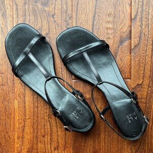 Alex Marie Joni Black Leather Strap Sandals | Women's Size 9